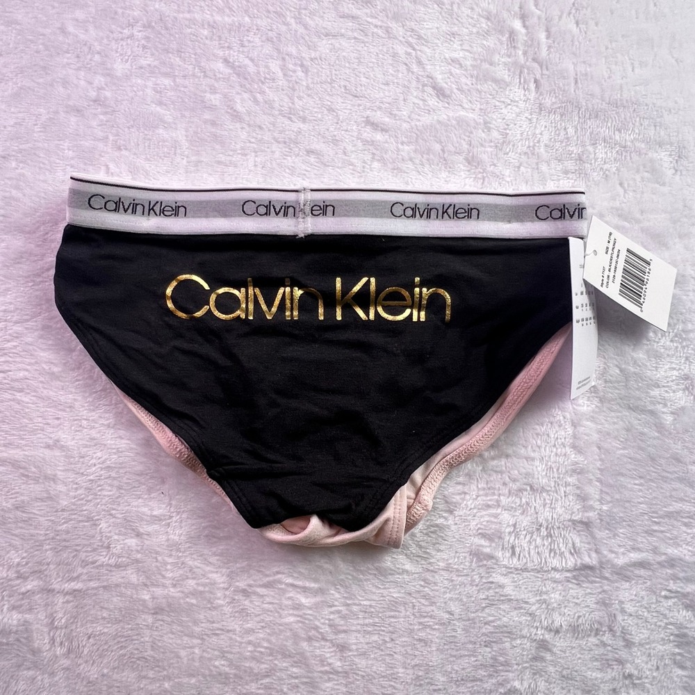 Calvin Klein Girls Modern Cotton Bikini Underwear 3-Pack Black Pink Grey M 7/8